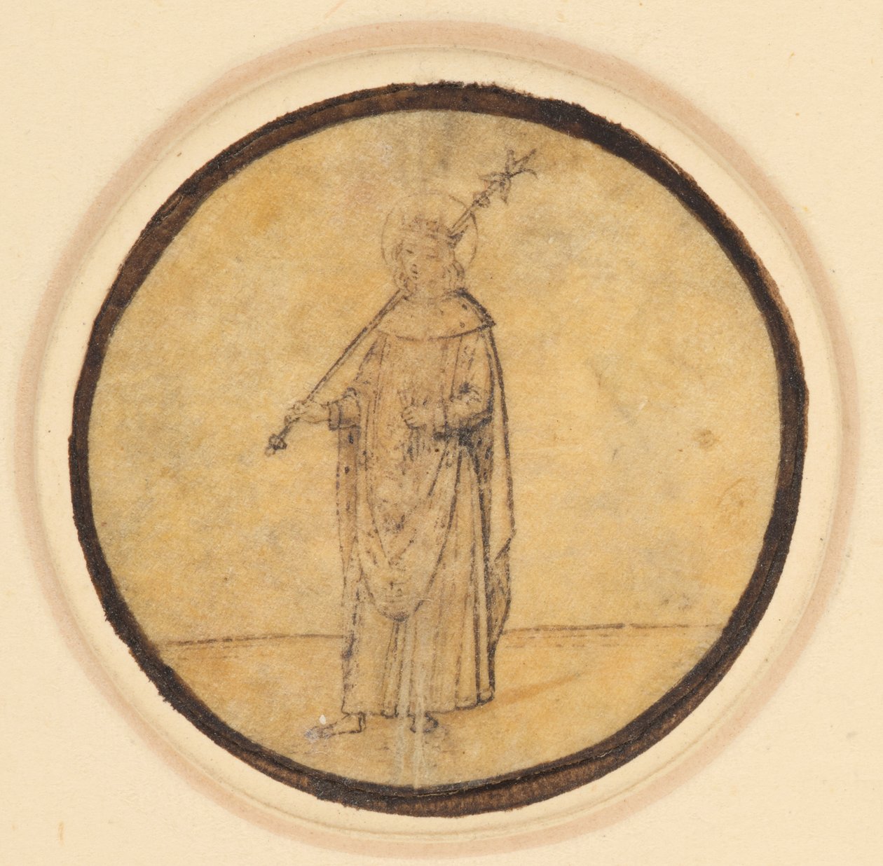 Un médaillon représentant Saint Louis de France tenant un sceptre sur son épaule droite - German School