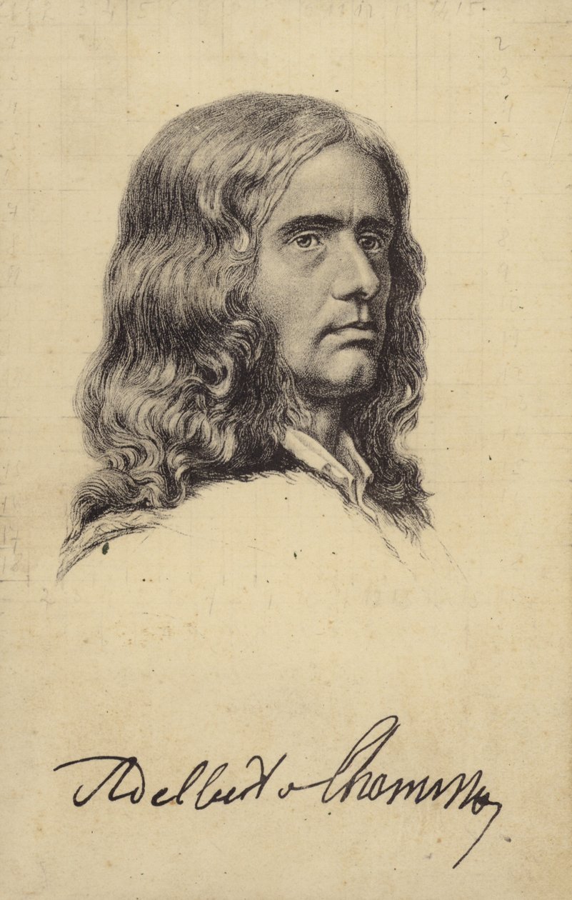 Adalbert von Chamisso (1781-1838), poète et botaniste allemand (lithographie) - German School