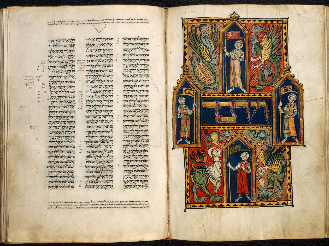 Add. 15282 fol.179v-180 Premier mot décoré du Livre des Nombres, du 