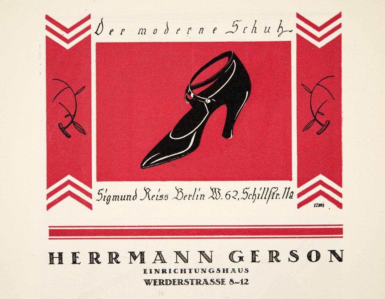 Publicité pour les chaussures Herrmann Gerson, tirée de Styl, pub.1922 (impression sur pochoir) - German School