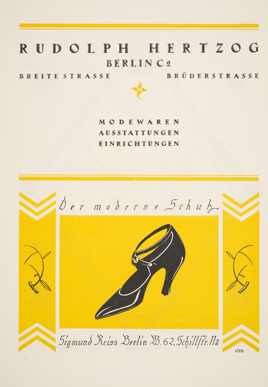Publicité pour les chaussures Rudolph Hertzog, de Styl, pub.1922 - German School