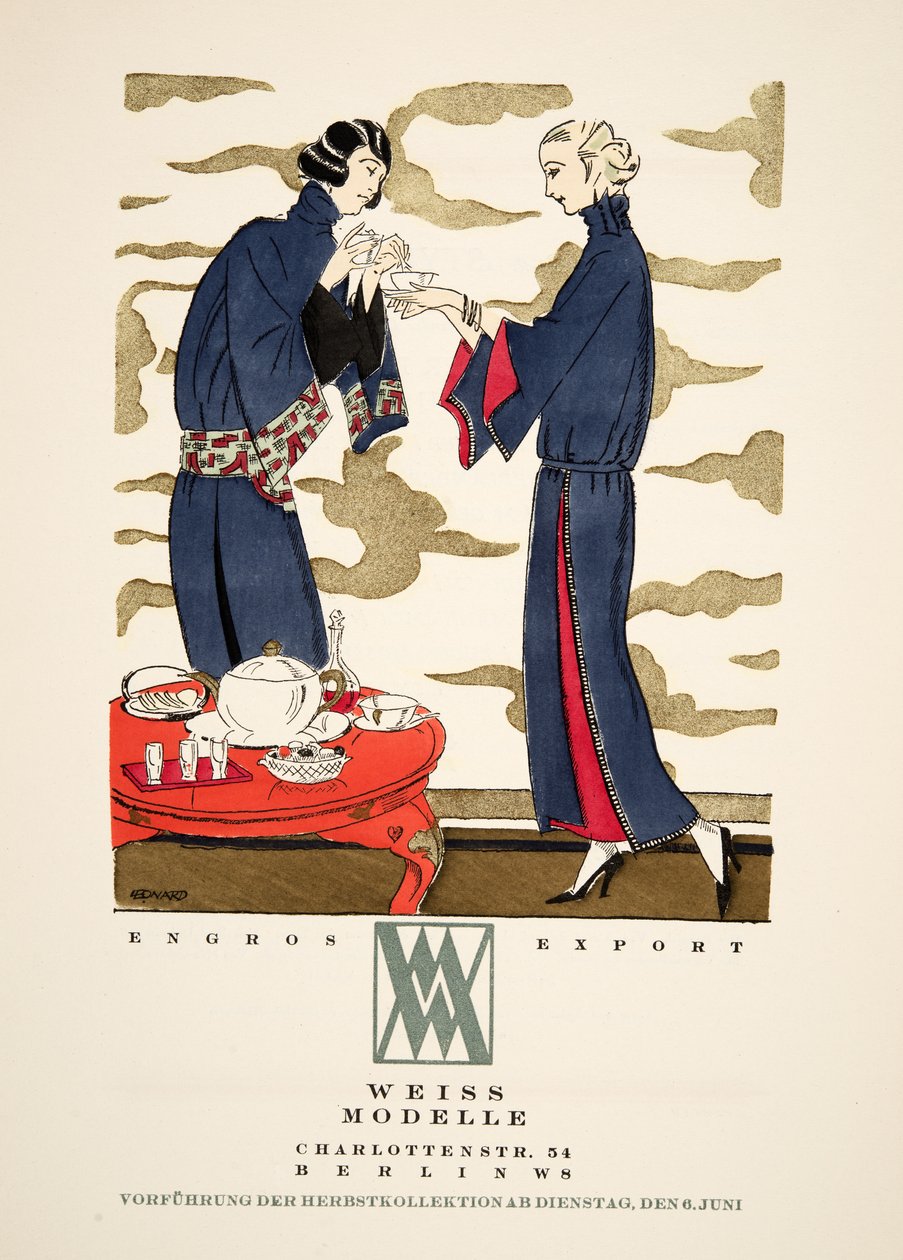 Publicité pour "Weiss Modelle", tirée de Styl, pub.1922 (impression sur pochoir) - German School