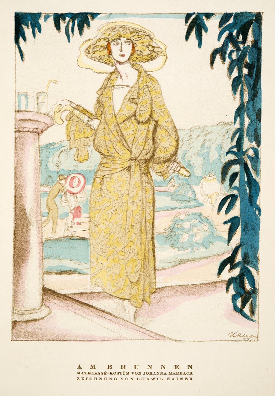 Am Brunnen, tenue de Johanna Marbach, tirée de Styl, publié en 1922 (impression sur pochoir) - German School