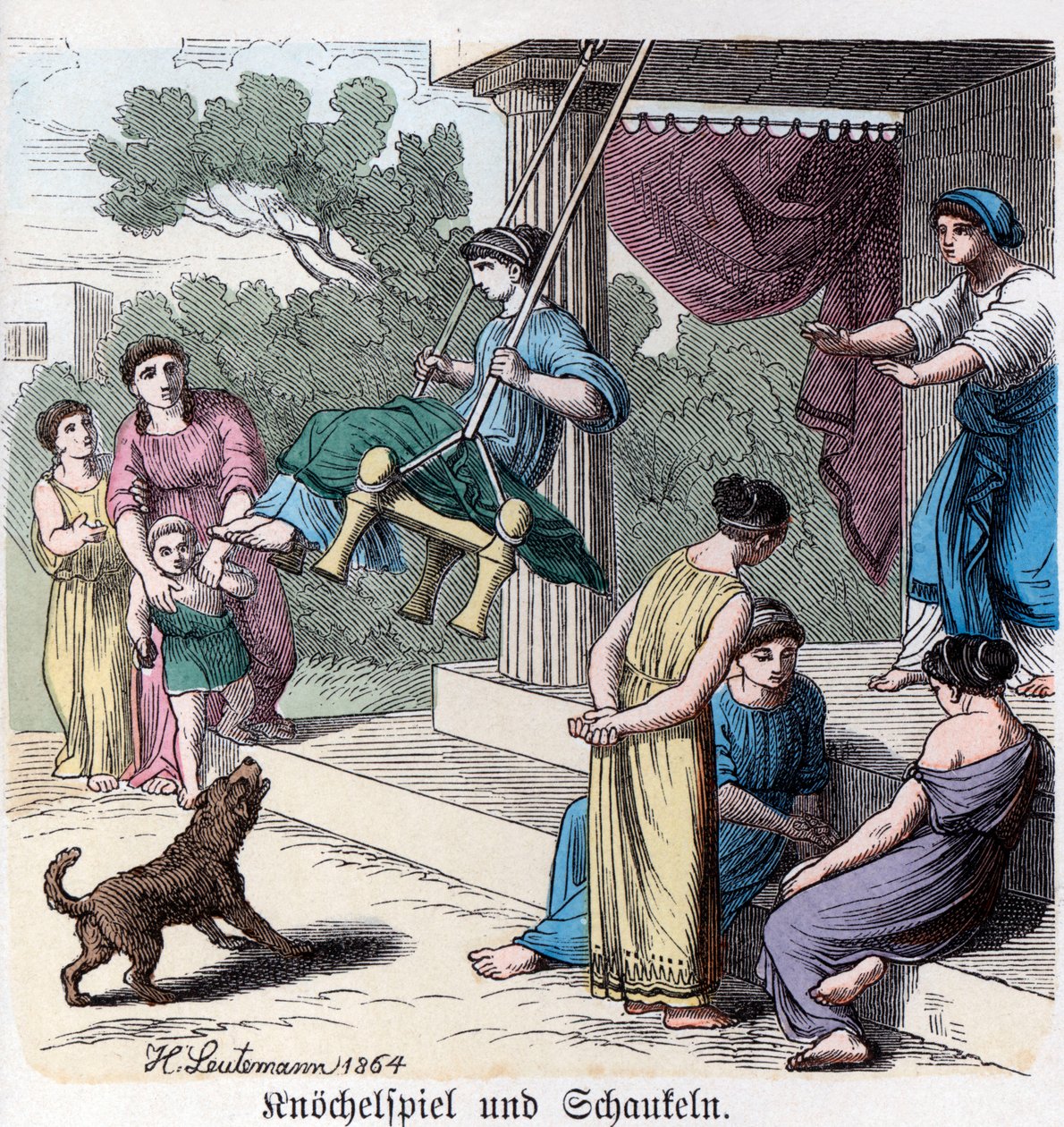 Histoire ancienne. Grèce. Jeux domestiques grecs ... (gravure) - German School