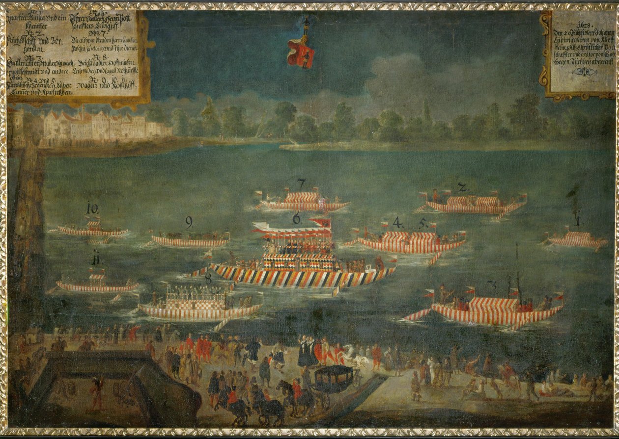 Le baron Kuefstein, ambassadeur impérial à la cour du sultan, part pour son poste en bateau sur le Danube ... - German School