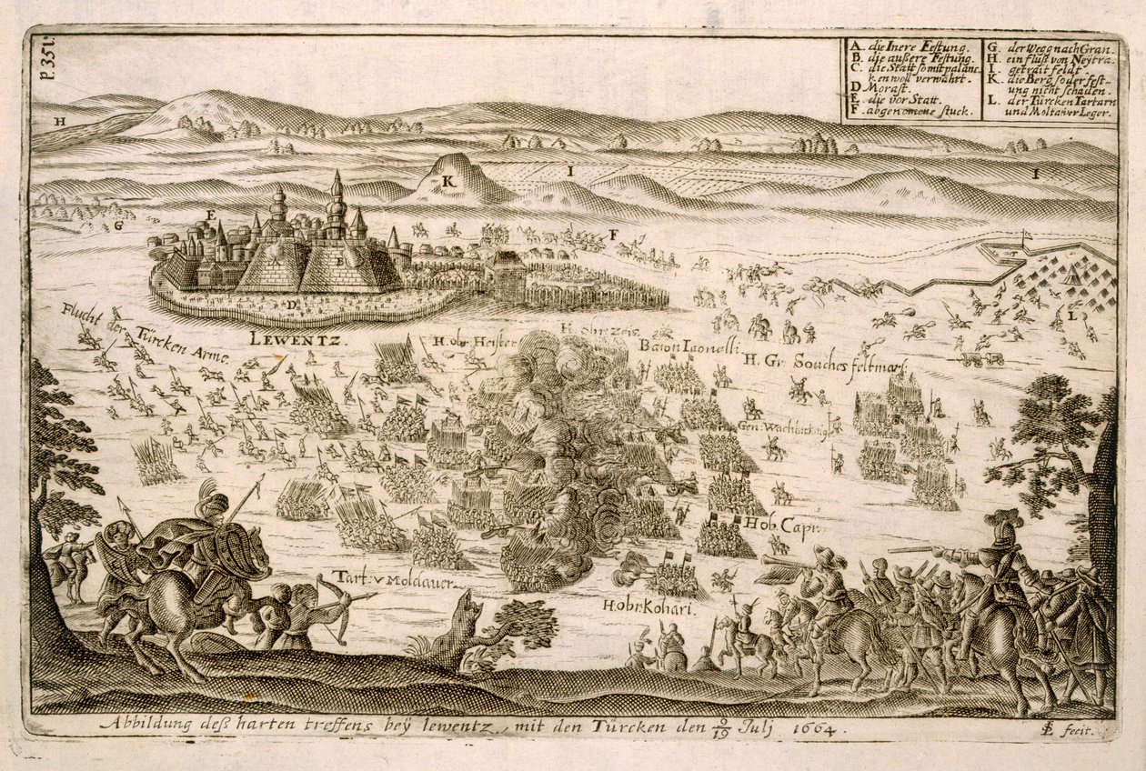 Bataille près de la ville de Levice en 1664, illustration d