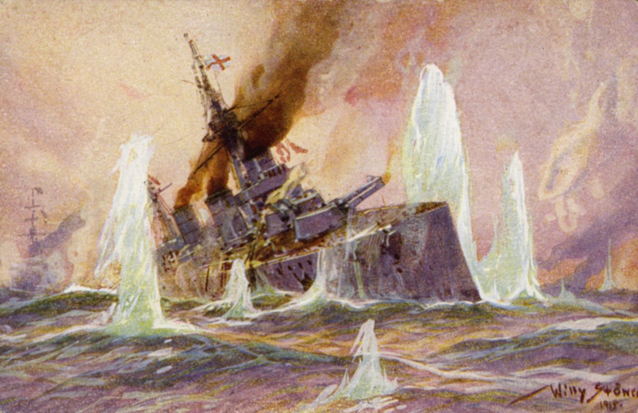 Bataille du Dogger Bank, Première Guerre mondiale, 24 janvier 1915 (lithographie couleur) - German School