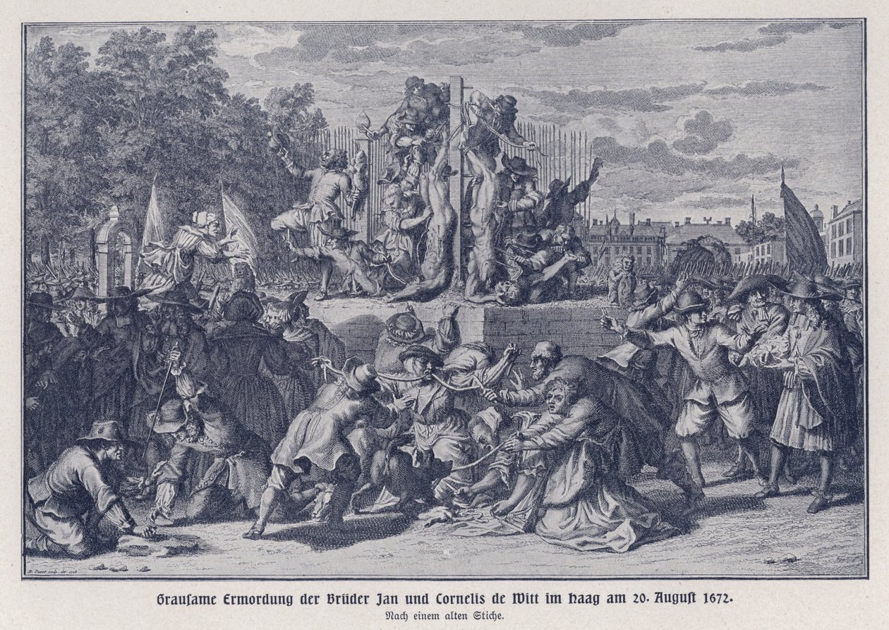 Meurtre brutal des frères Jan et Cornelis de Witt par une foule d