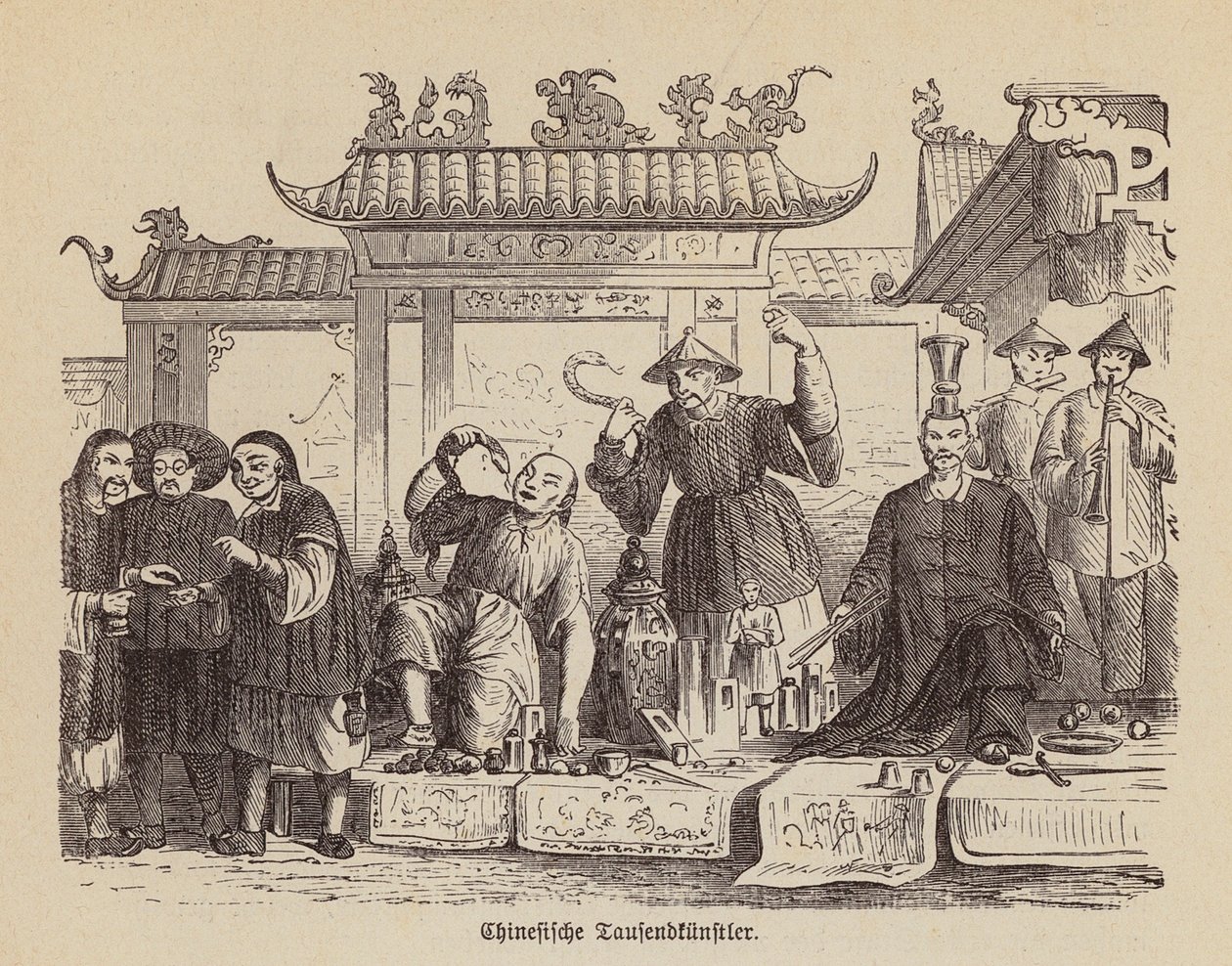 Artistes chinois (gravure) - German School