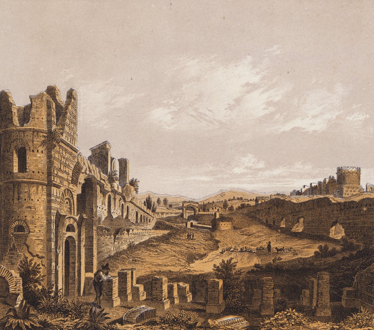 Cirque de Maxence, Rome (lithographie couleur) - German School