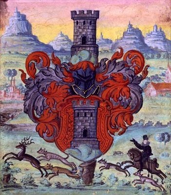 Blason dans une scène de chasse, c.1640 - German School