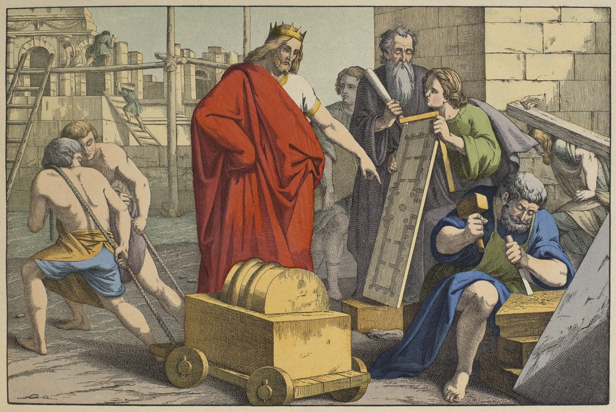 Construction du Temple de Jérusalem, illustration de L