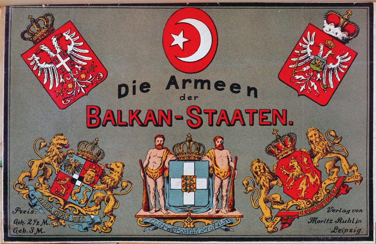 Couverture de brochure sur les armées des États balkaniques, vers 1912 - German School