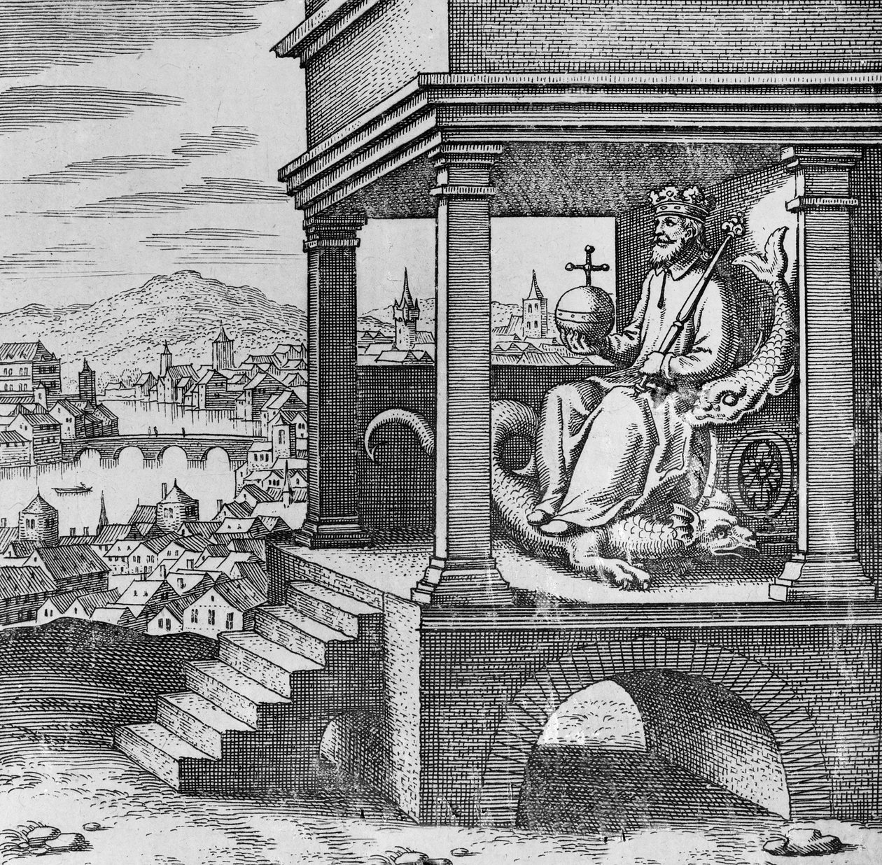 Roi couronné sur le trône du Musaeum Hermeticum - German School