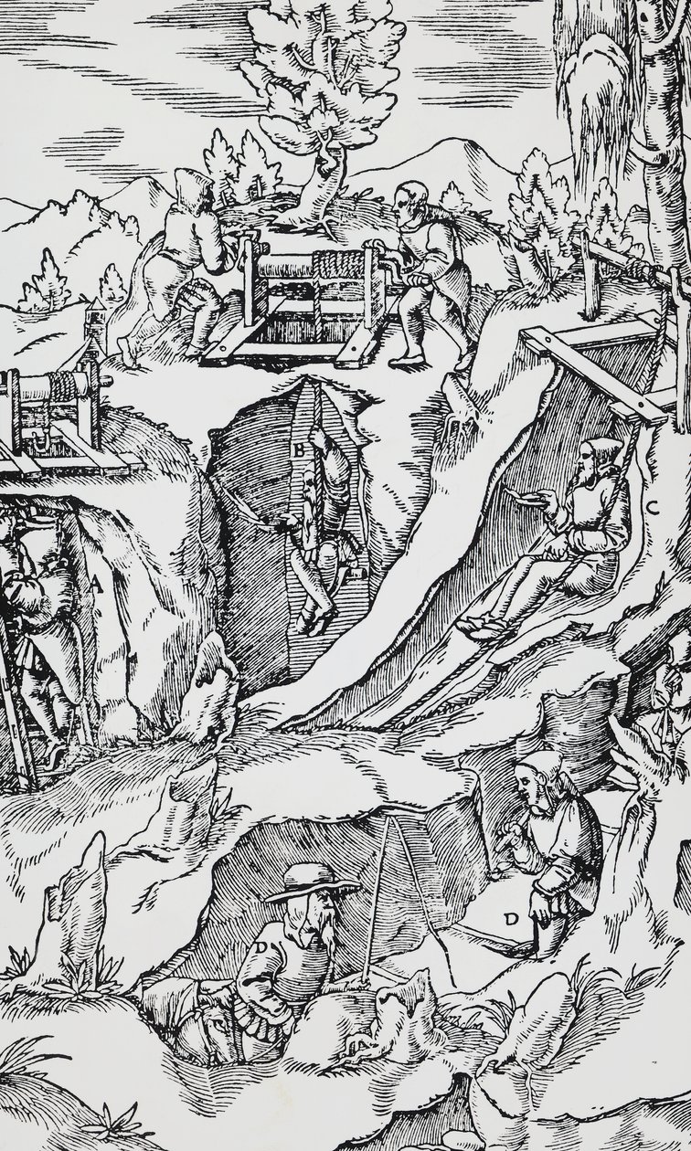Gravure de De re metallica - German School