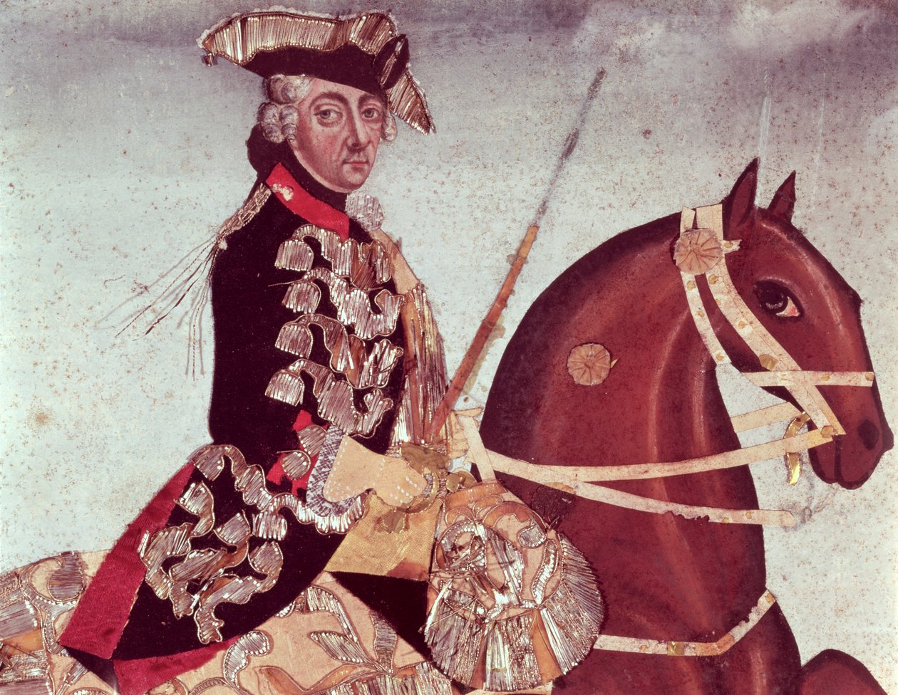 Portrait équestre du roi Frédéric le Grand de Prusse (1712-86) - German School