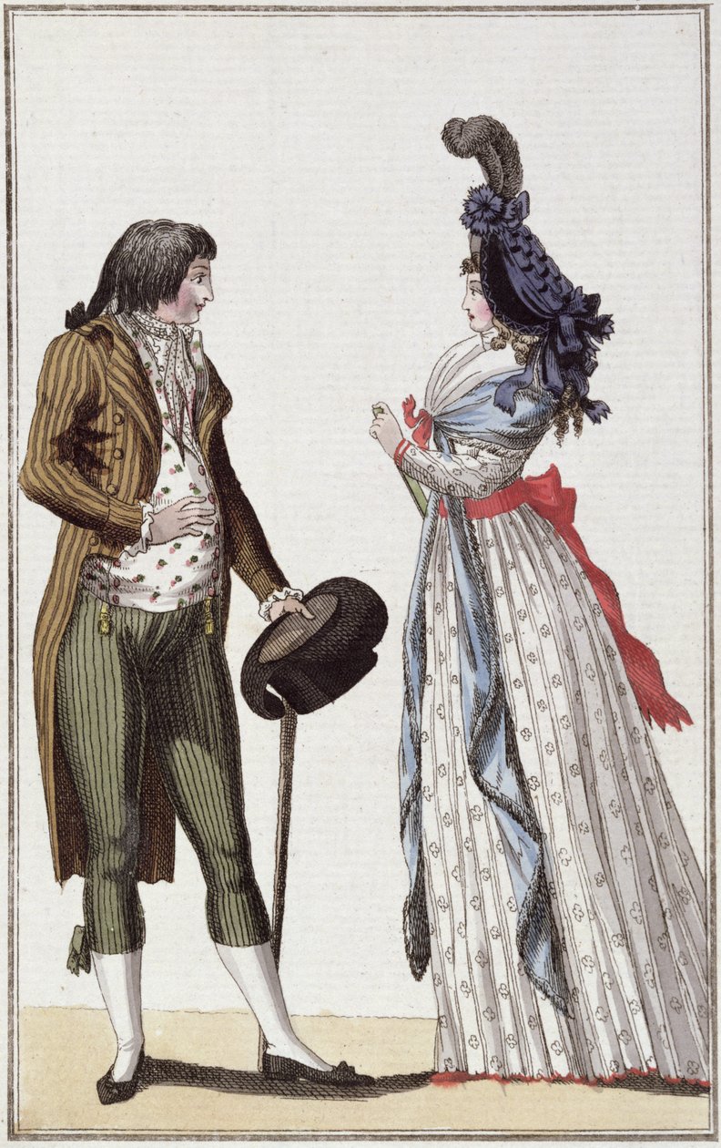 Couple à la mode de la période du Directoire (1795-99) - German School