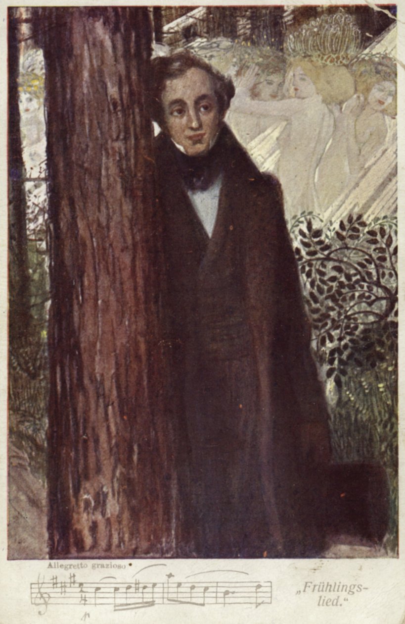 Felix Mendelssohn, compositeur allemand (lithographie couleur) - German School