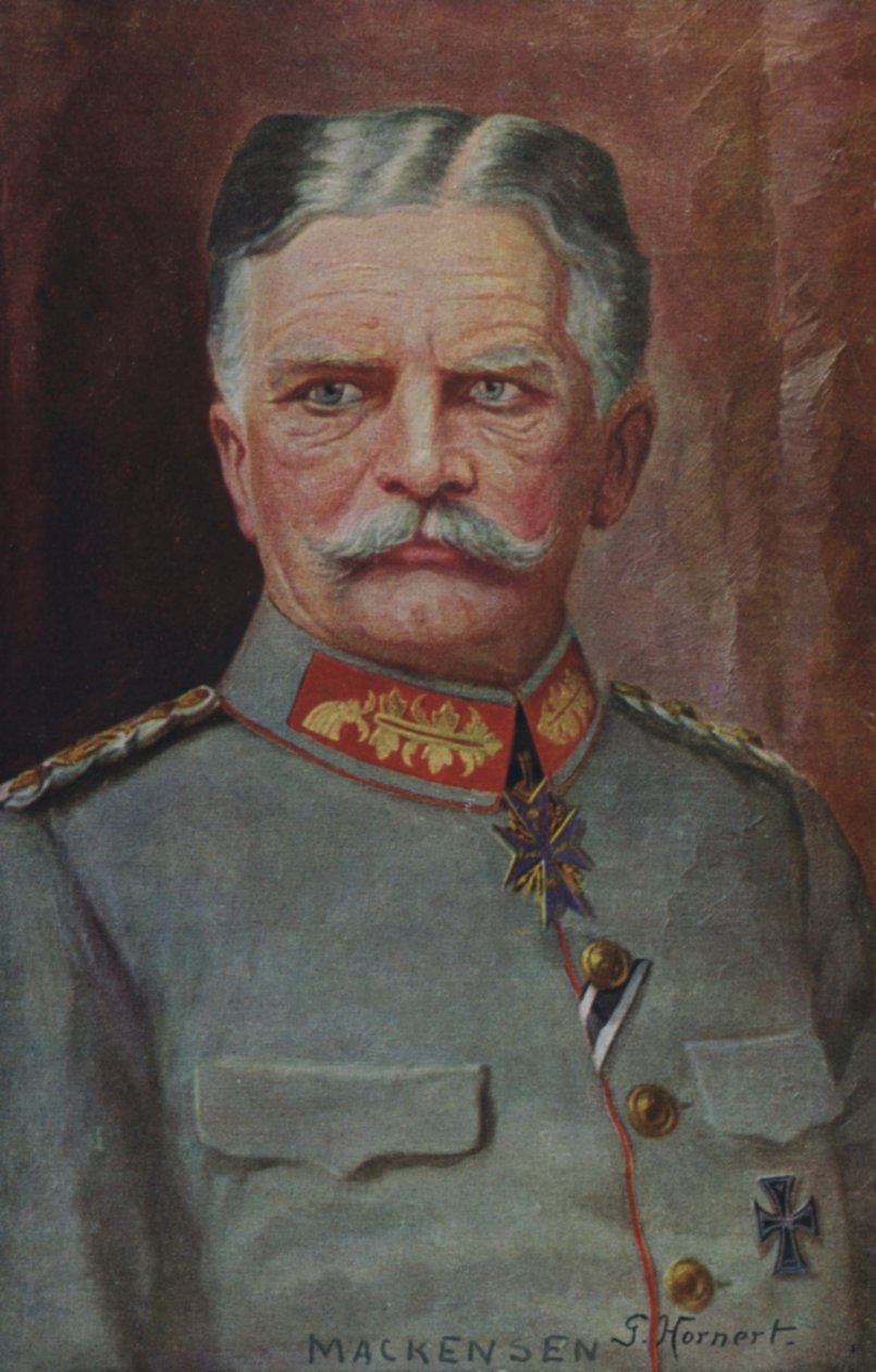 Maréchal August von Mackensen, commandant militaire allemand de la Première Guerre mondiale (lithographie couleur) - German School