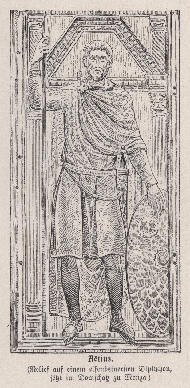 Flavius Aetius, général romain (gravure) - German School
