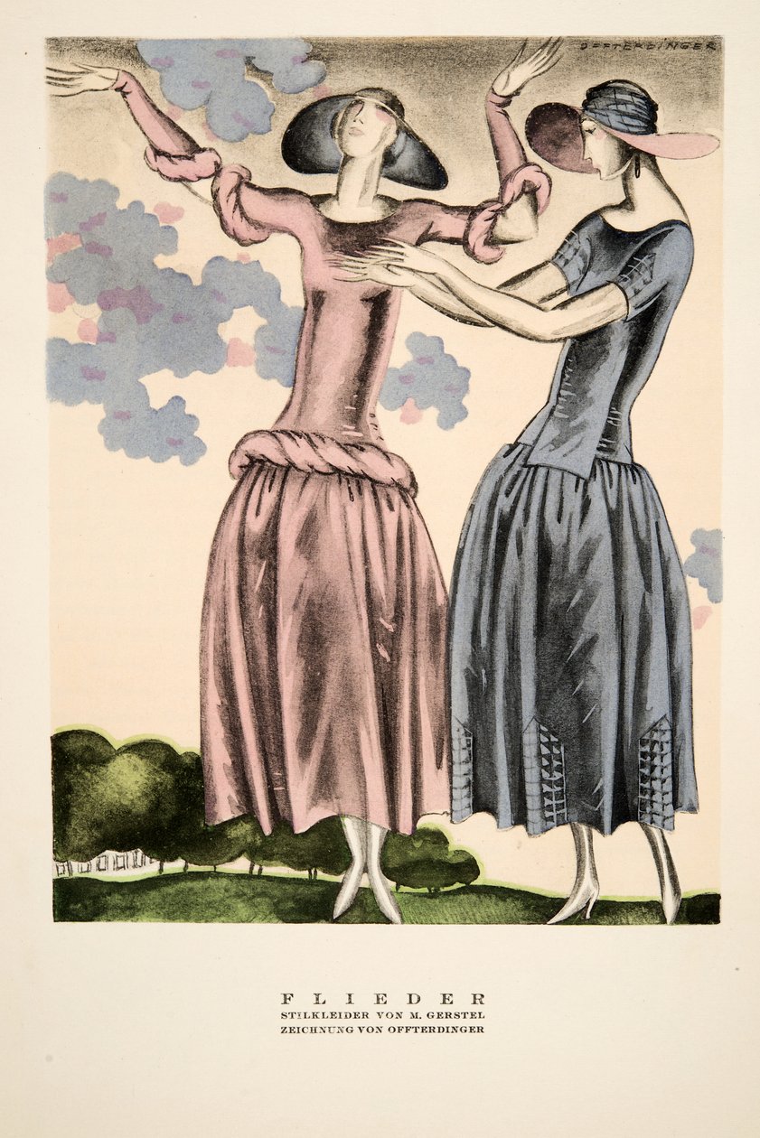 "Flieder", publicité pour les vêtements de M. Gerstel, tirée de Styl, publié en 1922 (impression sur pochoir). - German School