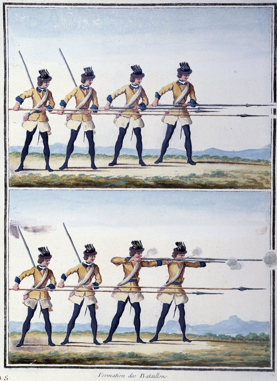 Formation de bataillons - dans "Mes rêves" par le Comte de Saxe - German School