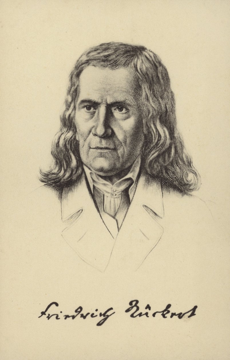 Friedrich Rueckert (1788-1866), poète, traducteur et professeur de langues orientales allemand (litho) - German School