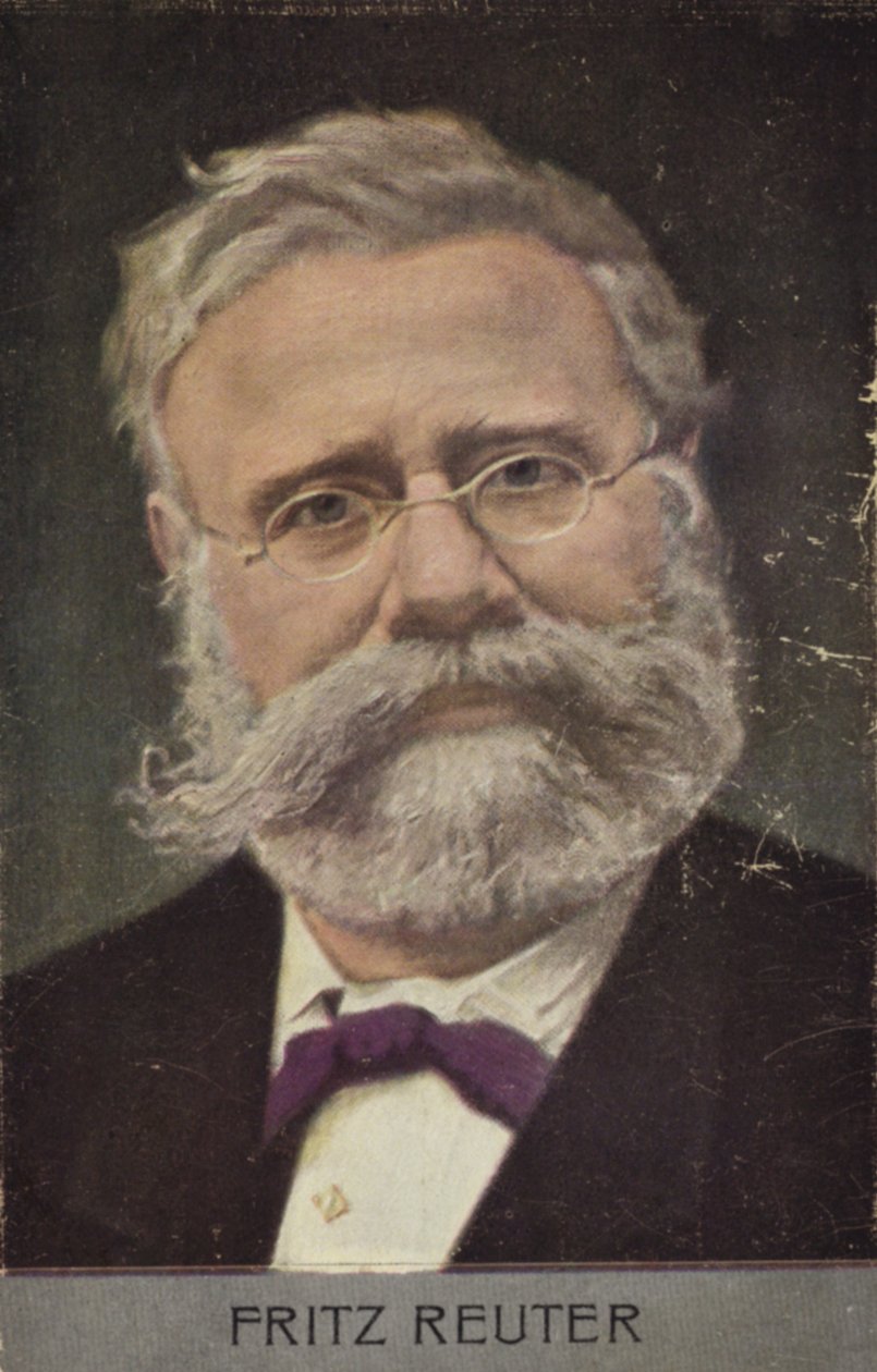 Fritz Reuter (1810-1874), romancier allemand (lithographie couleur) - German School