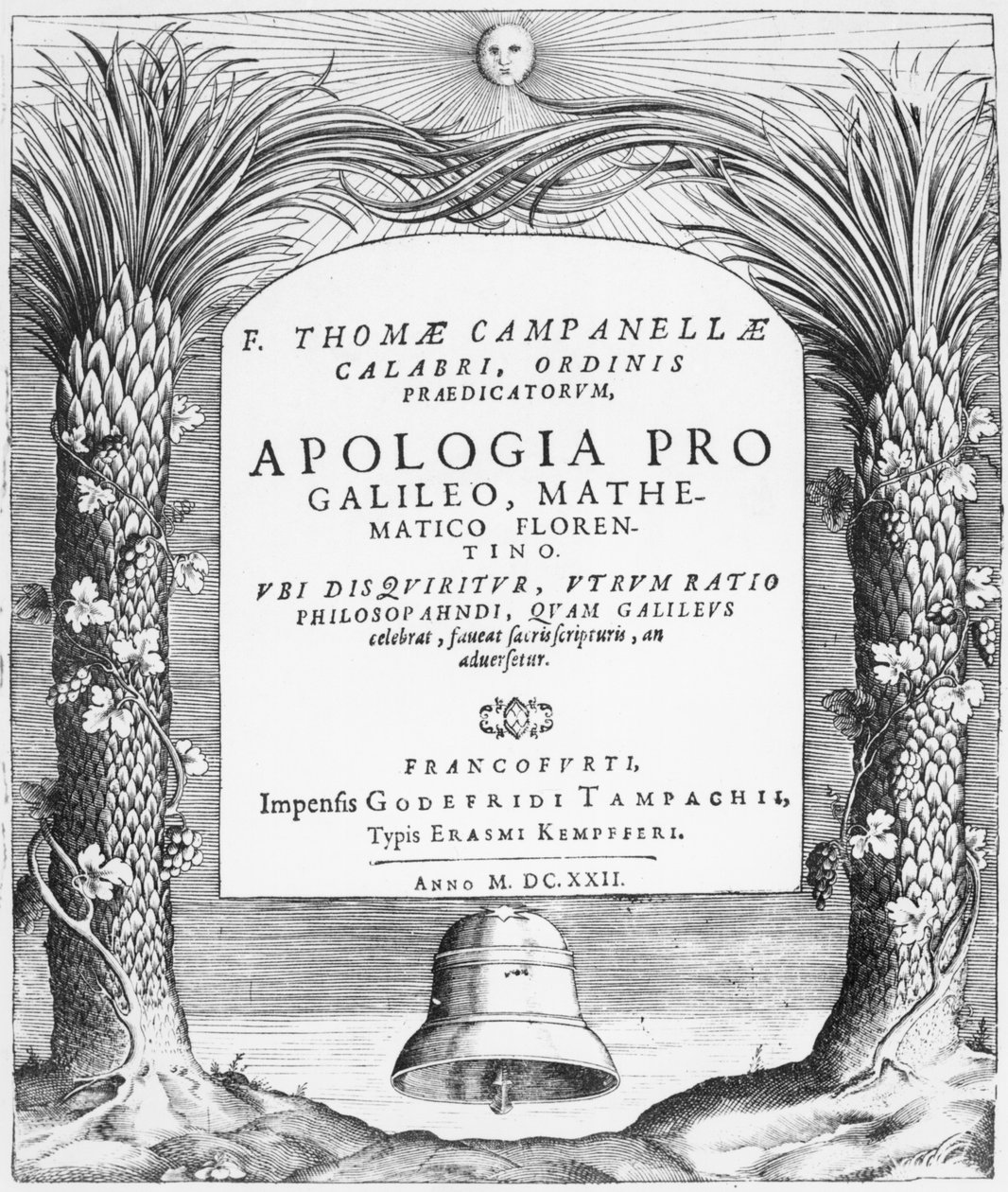 Frontispice de Apologia pro Galileo, Mathematico Florentino par Tommaso Campanella, publié à Francfort, 1622 - German School