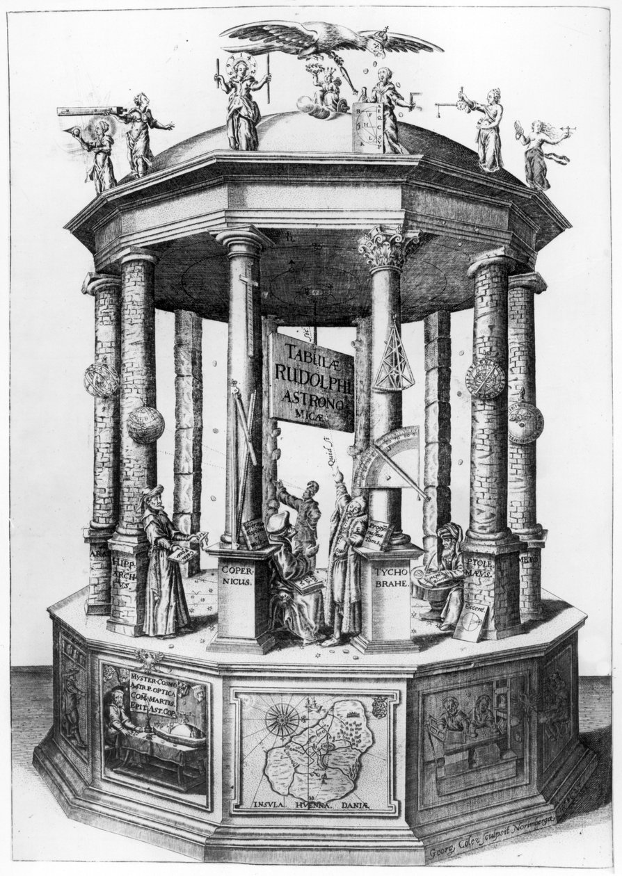 Frontispice des Tables Rudolphines compilées par Johannes Kepler, publié en 1627 - German School