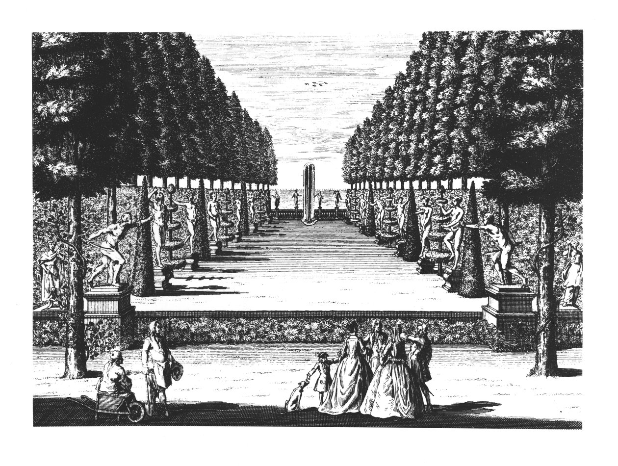 Théâtre de jardin à Herrenhausen, gravé par Joost Van Sasse - German School