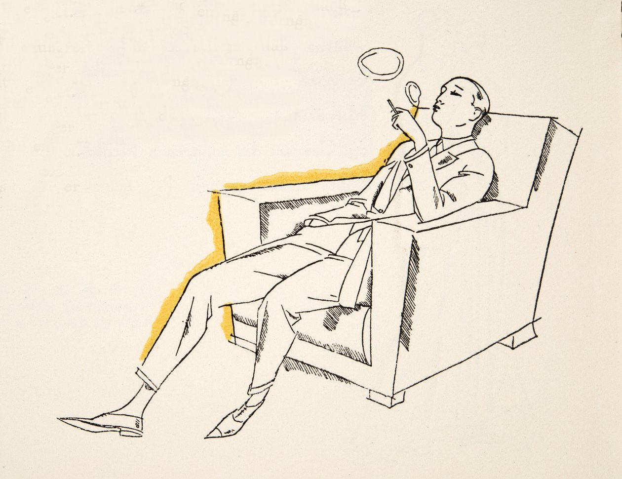 Gentleman soufflant des fumigènes, tiré de Styl, publié en 1922 (impression au pochoir) - German School