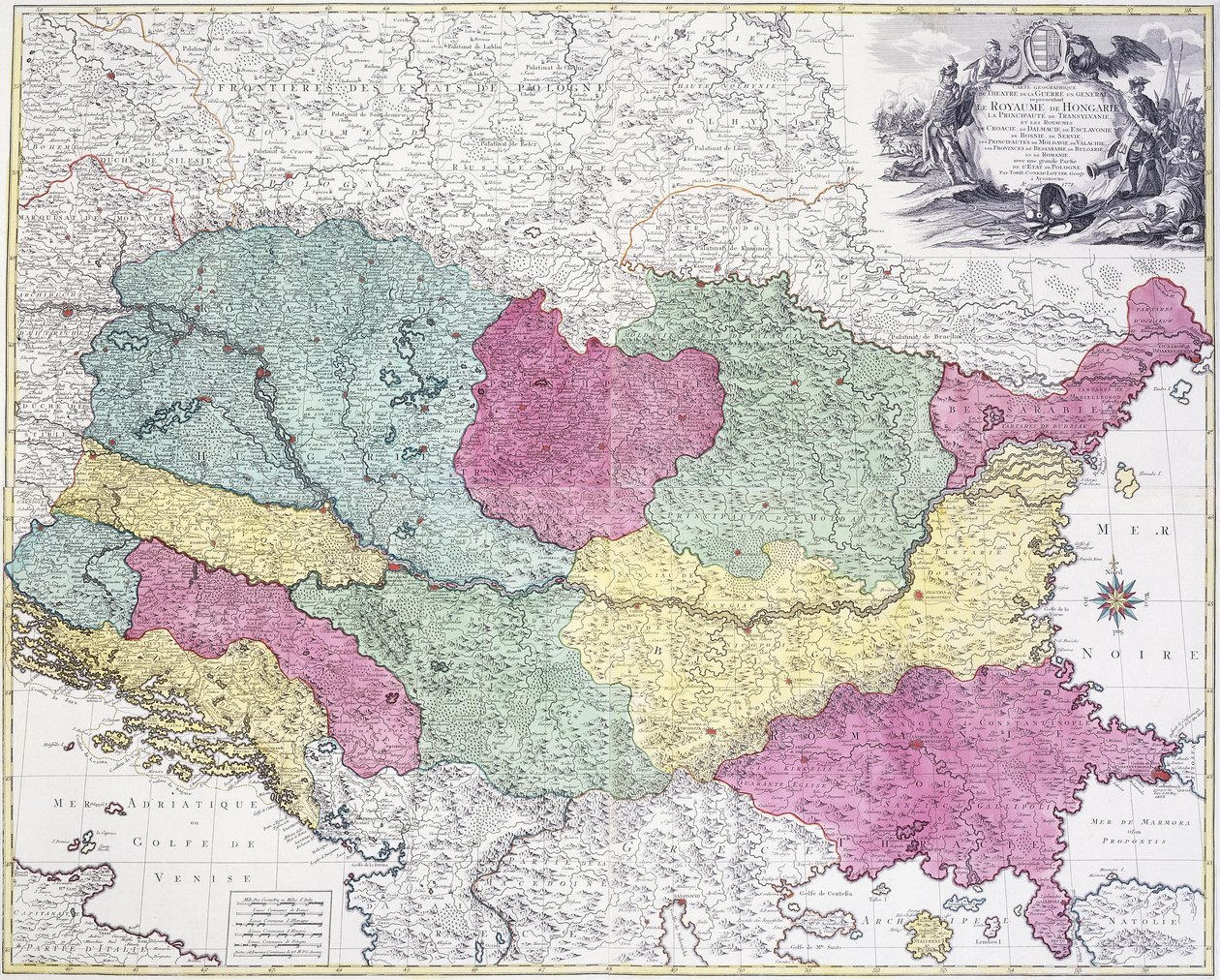 Carte géographique du théâtre de la guerre, montrant principalement le Royaume de Hongrie, 1771 - German School