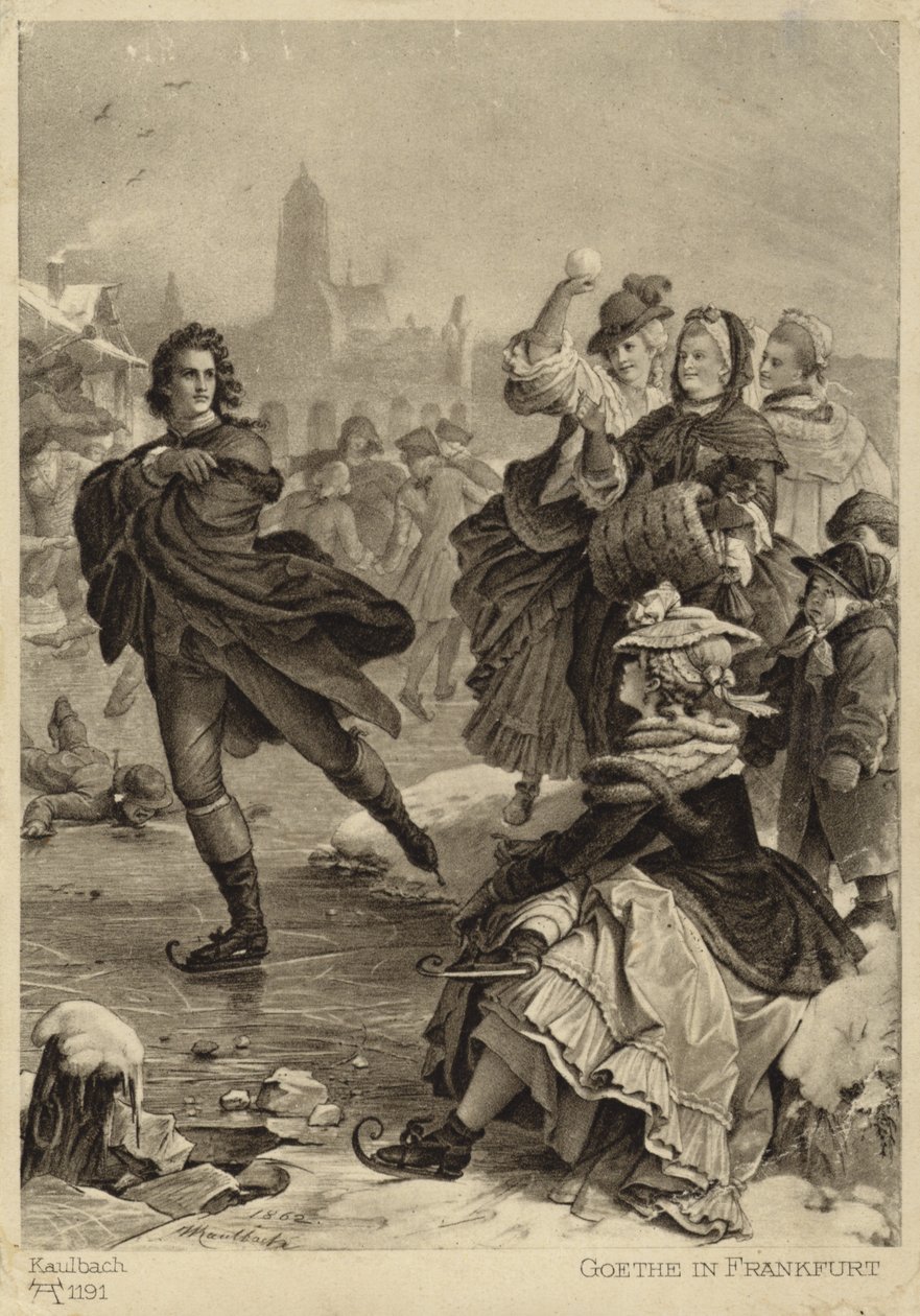 Goethe à Francfort (lithographie) - German School