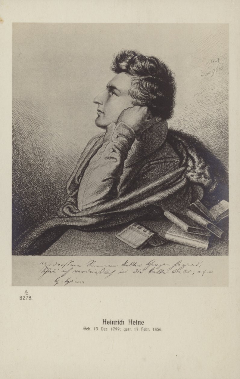 Heinrich Heine (1797-1856), poète allemand (lithographie) - German School