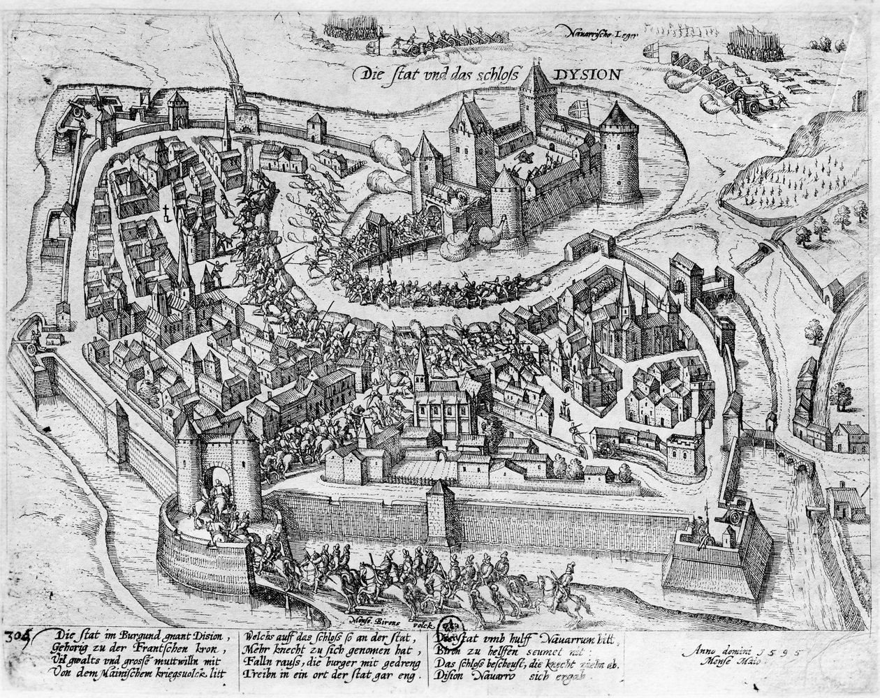 Henri IV (1553-1610) entrant à Dijon, après sa victoire à Fontaine-Française sur les Espagnols, 5 juin 1595 - German School