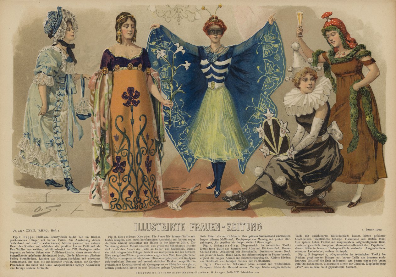 Illustration pour le journal Illustrirte Frauen-Zeitung (litho couleur) - German School