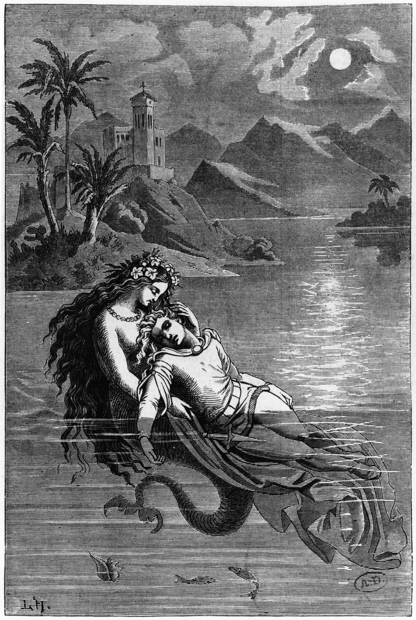 Illustration pour La Petite Sirène des Contes de fées par Hans Christian Andersen (1805-75) 1869 - German School