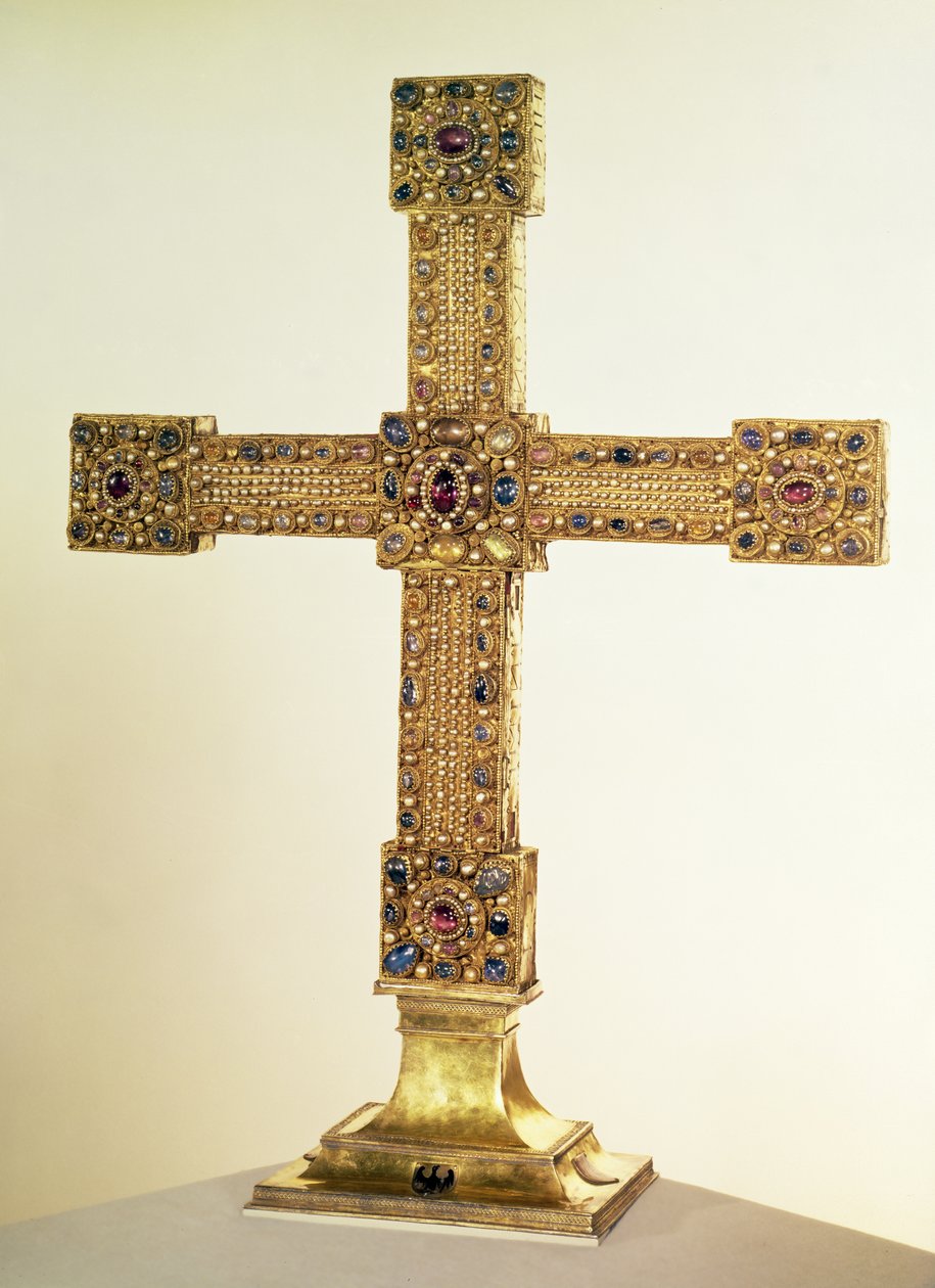 Croix impériale du Saint-Empire romain germanique en chêne recouverte de plaques d