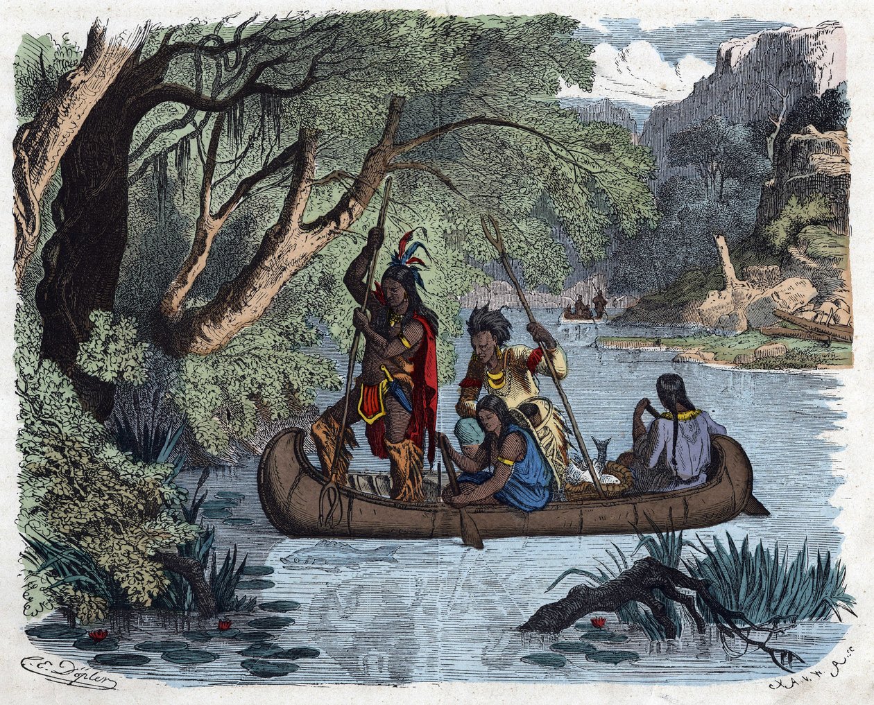 Indiens pêchant à bord d