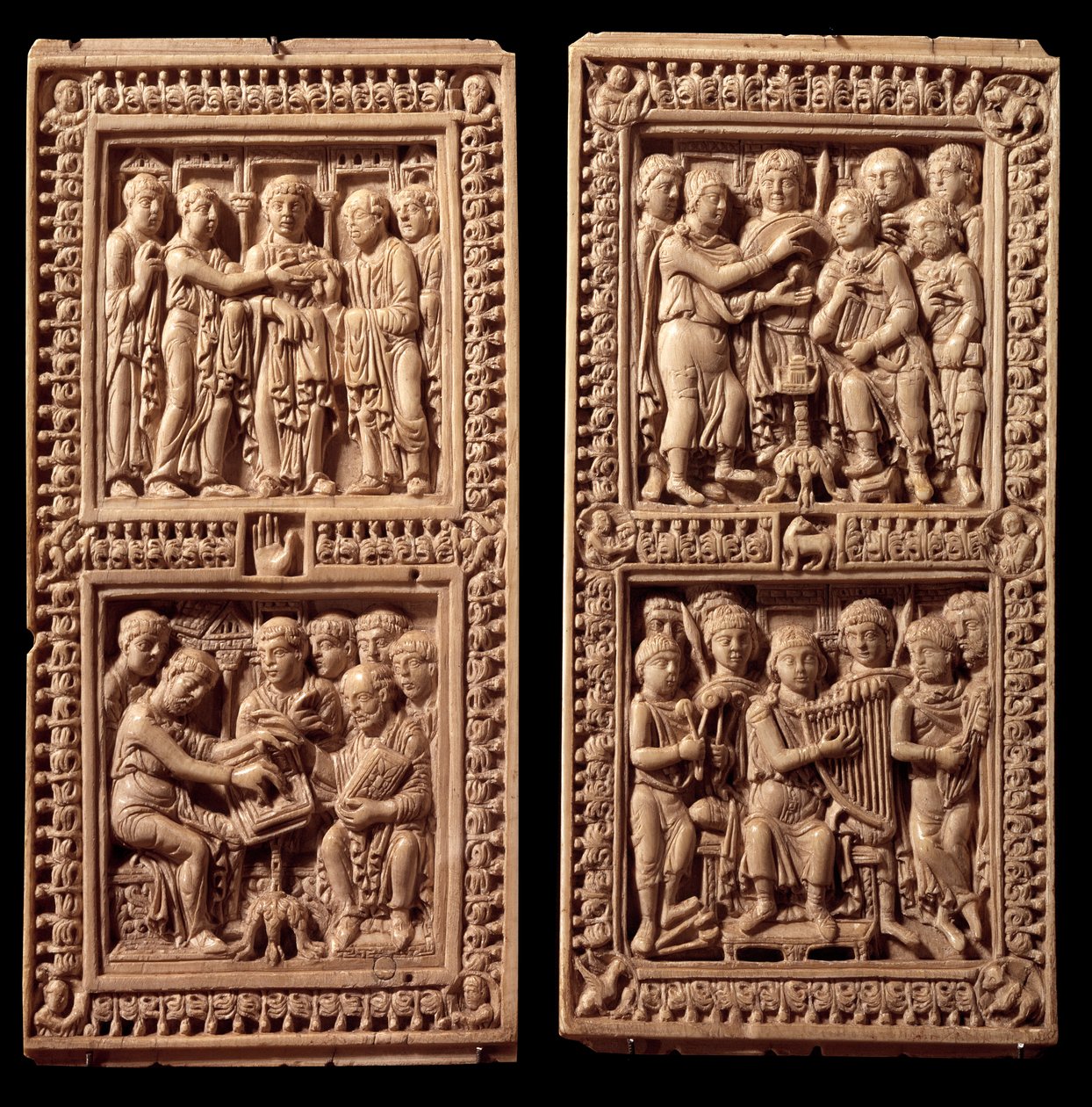 Reliures en ivoire du psautier de Dagulf : David, Saint Jérôme - German School