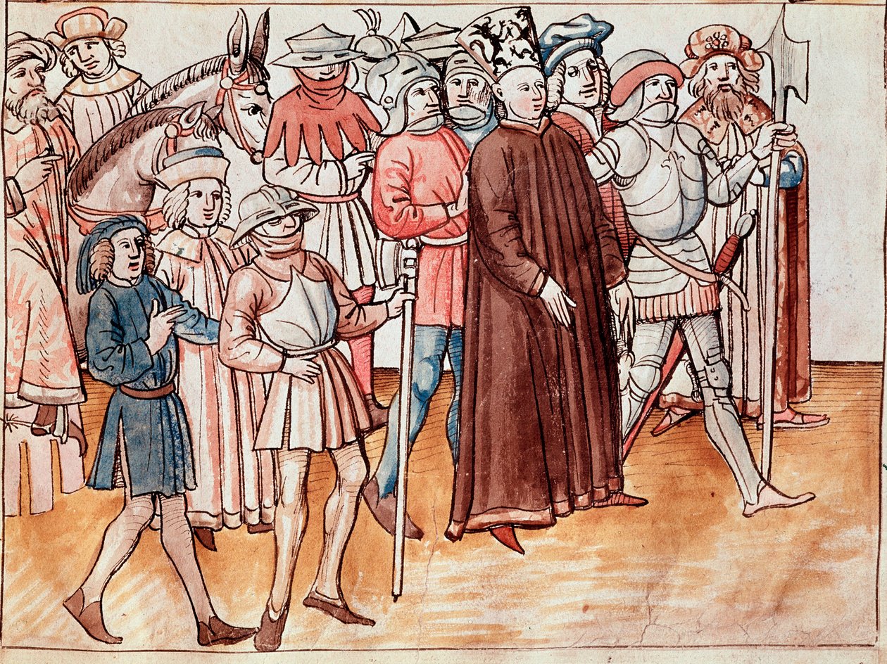 Jan Hus est capturé et condamné au bûcher (Miniature) - German School