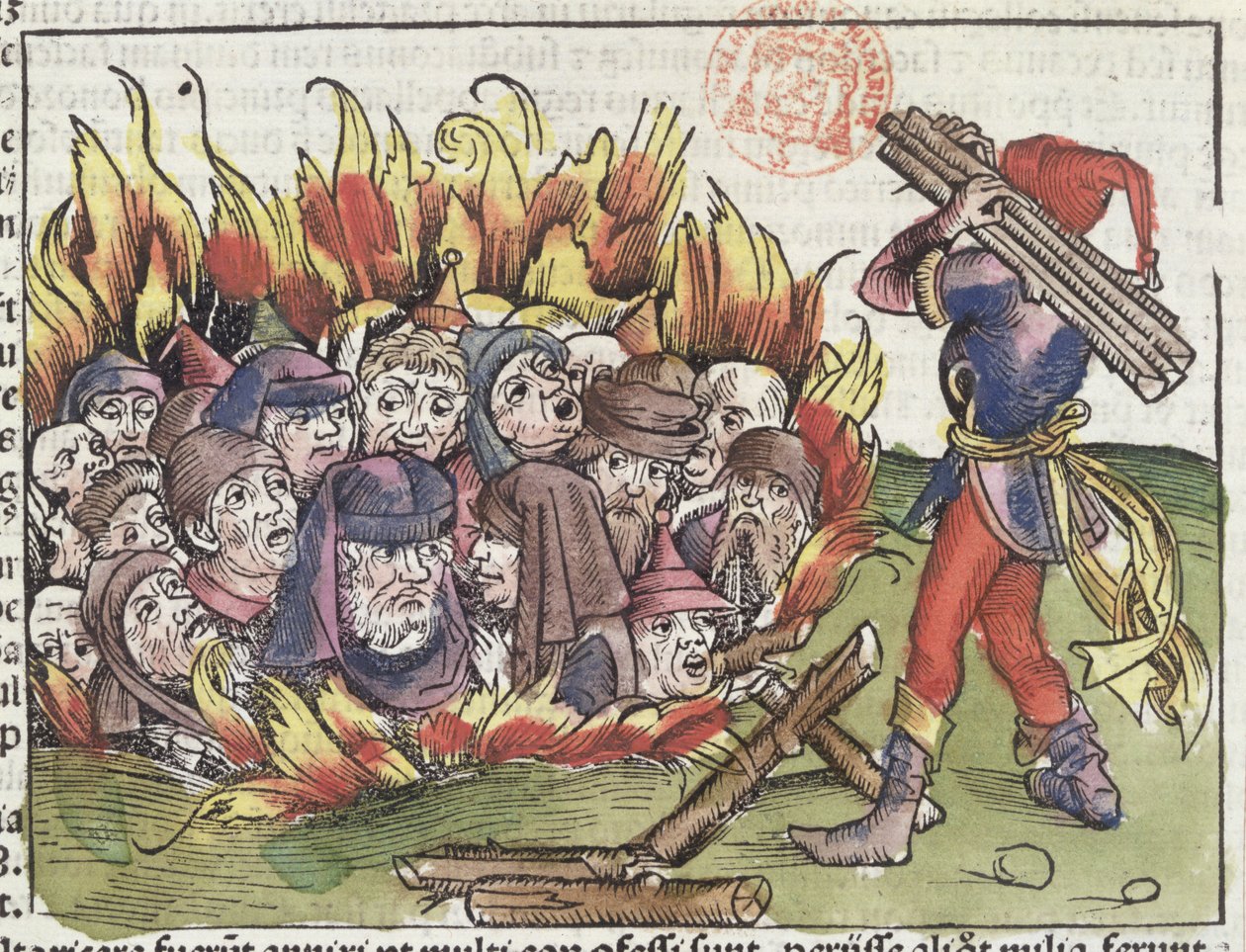 Juifs brûlés sur le bûcher, de la Chronique de Nuremberg par Hartmann Schedel (1440-1514), 1493 - German School