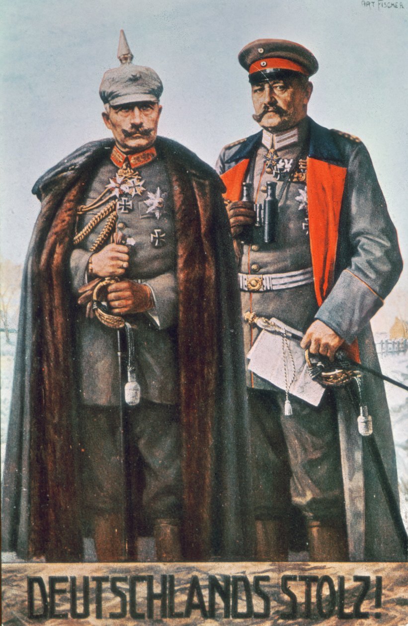 Kaiser Wilhelm II et le maréchal Hindenburg - German School