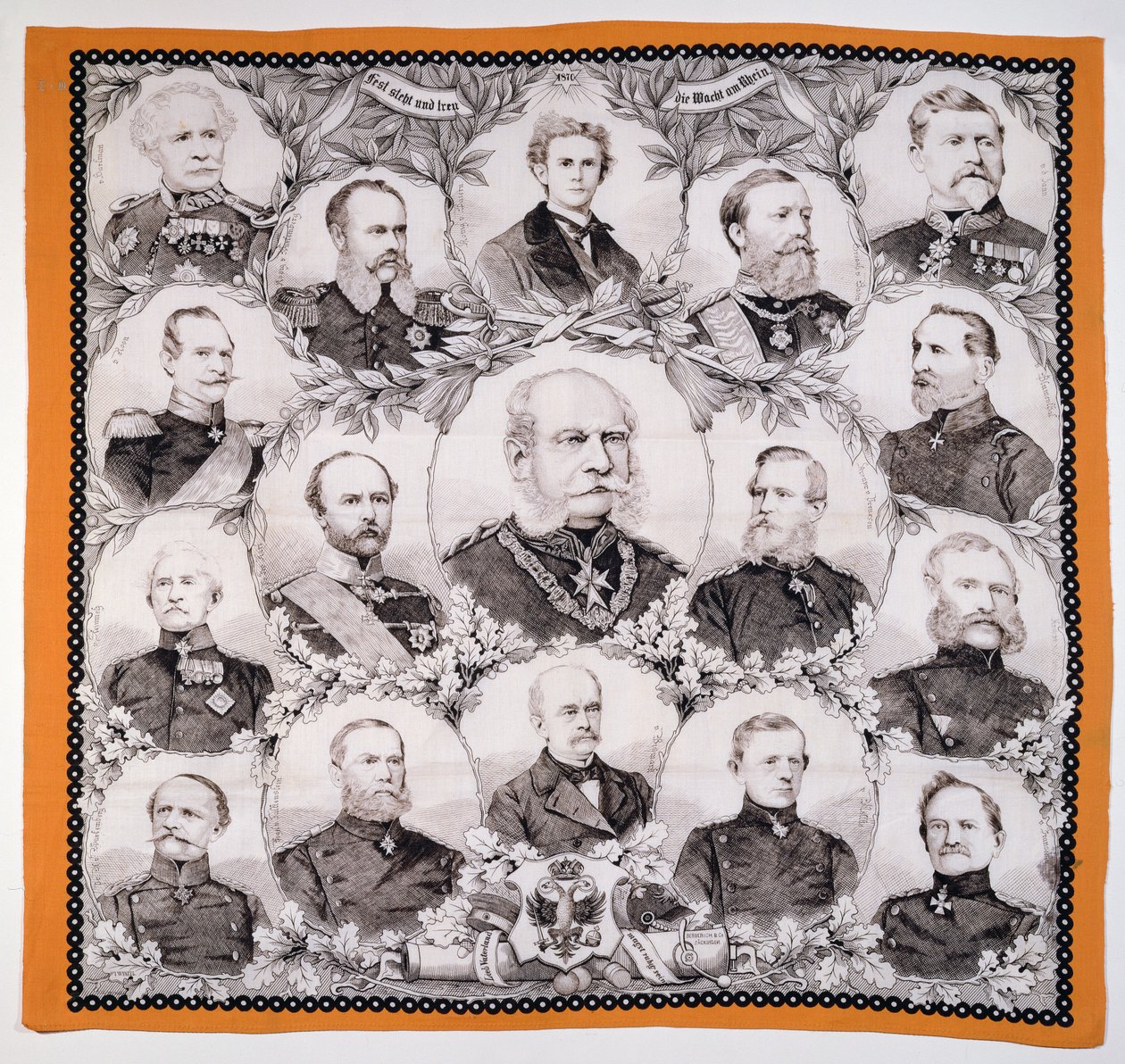 Kaiser Wilhelm I (1797-1888) entouré des généraux allemands, 1870 - German School