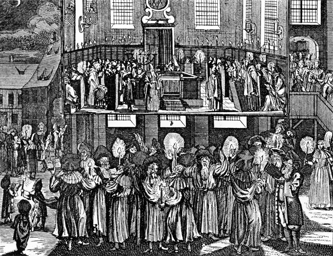 Kiddush Levana par Georg Puschner tirée du Jüdisches Ceremoniel de Kirchner, 1726 - German School