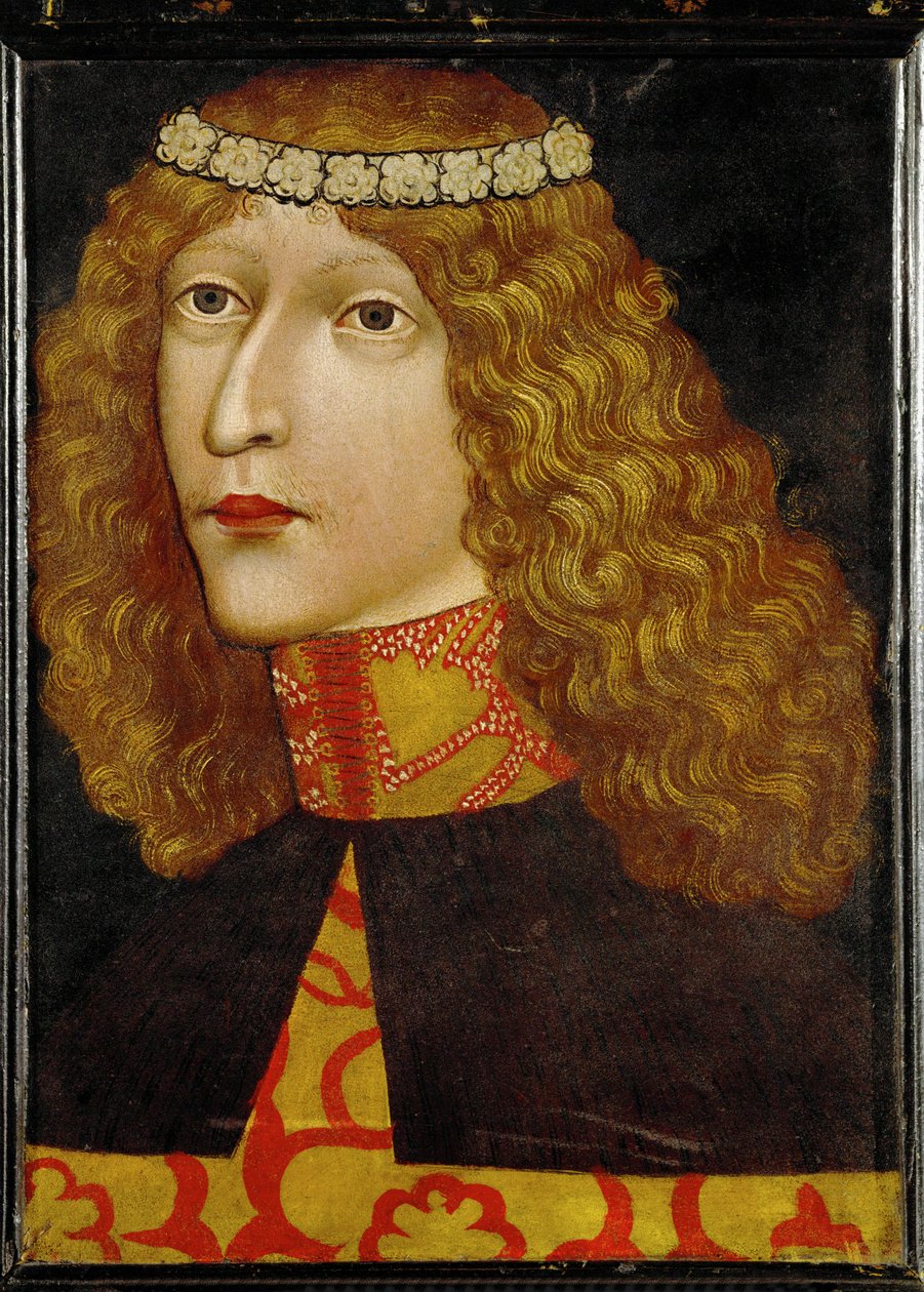 Ladislas Postumus, roi de Hongrie et de Bohême, né en 1440, quatre mois après la mort de son père le roi Albrecht II ... (parchemin sur bois) - German School