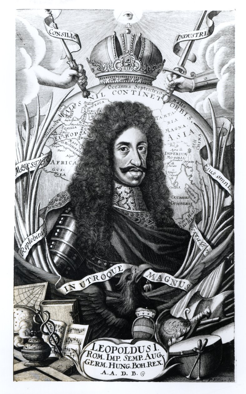 Léopold I (1640-1705), roi de Hongrie et empereur du Saint-Empire romain, gravé par Philipp Kilian - German School