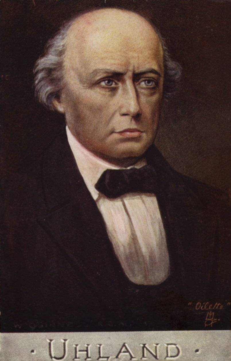 Ludwig Uhland (1787-1862), poète et philologue allemand (lithographie couleur) - German School