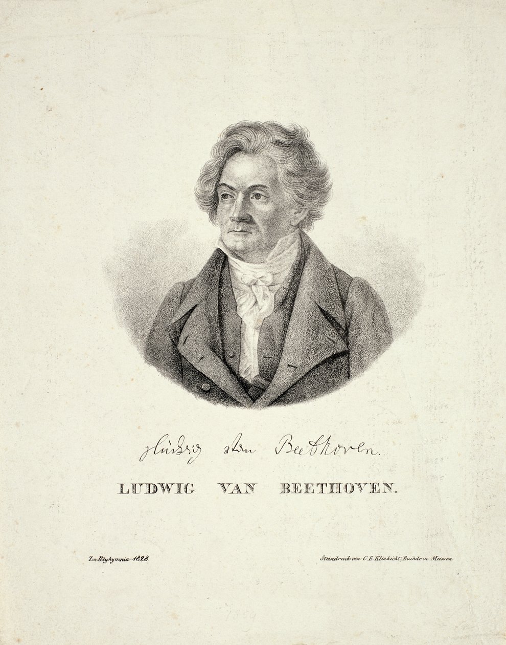 Ludwig van Beethoven (1770-1827) gravé par C.F. Klinkicht - German School